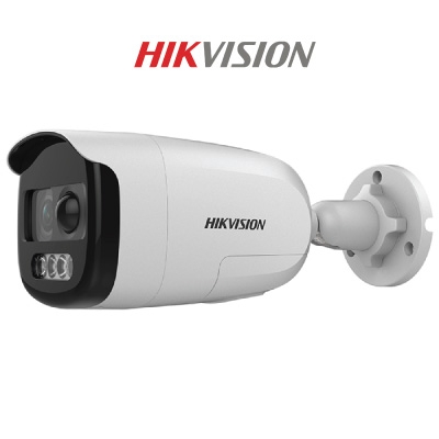Camera HDTVI Colorvu 2MP HIKVISION DS-2CE12DFT-PIRXOF tích hợp còi, đèn báo động