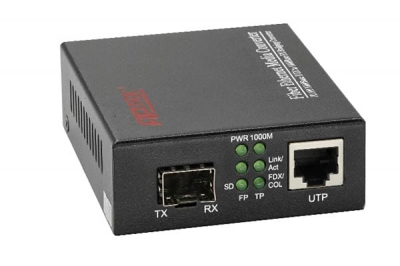 Converter APTEK AP110-20S-PoE dùng gắn module quang SFP 1 hoặc 2 sợi