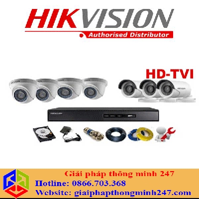 Trọn Bộ 07 Camera Hikvision 01 MP  
