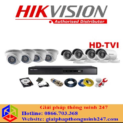 Trọn Bộ 08 Camera Hikvision 01 MP 