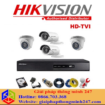 Trọn Bộ 4 Camera Hikvision 2MP Full HD