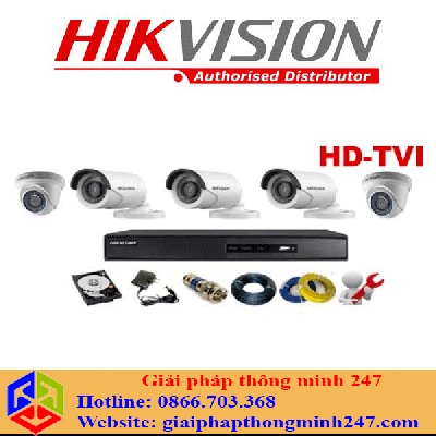 Trọn Bộ 5 Camera Hikvision 2MP Full HD