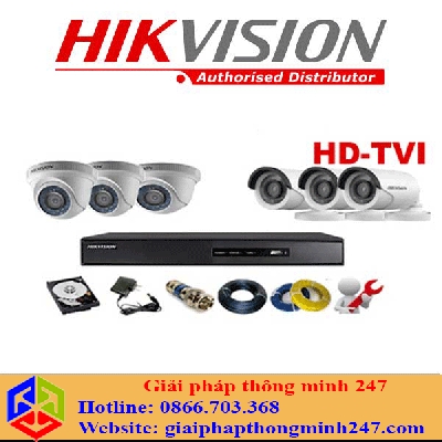 Trọn Bộ 6 Camera Hikvision 2MP Full HD